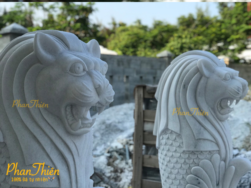 Sư Tử Biển Singapore bằng Đá Cẩm Thạch Trắng Tự Nhiên (STB-01)