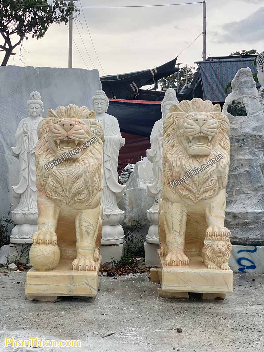 Tượng Sư Tử đá Cà rốt đẹp xuất khẩu