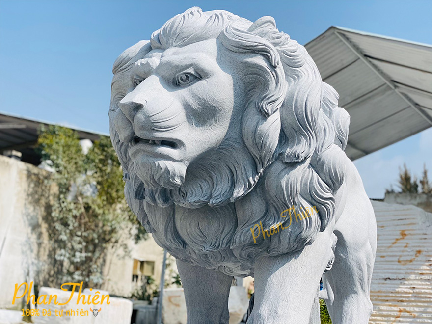 Tượng Sư Tử Đá Cẩm Thạch Trắng (ST-10)