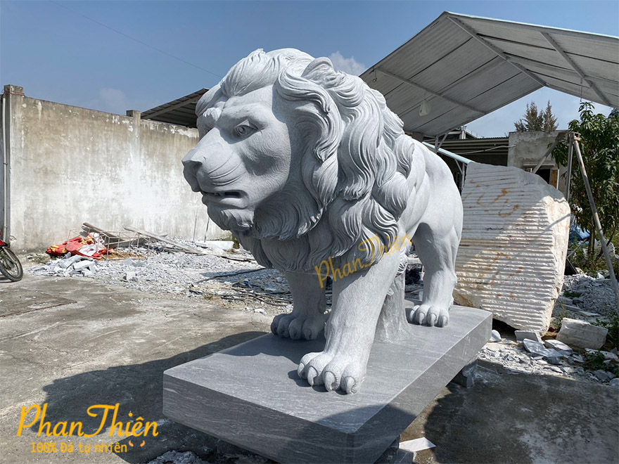 Tượng Sư Tử Đá Cẩm Thạch Trắng (ST-10)