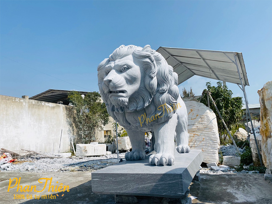 Tượng Sư Tử Đá Cẩm Thạch Trắng (ST-10)