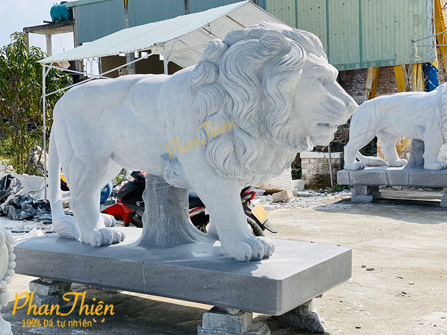 Tượng Sư Tử Đá Cẩm Thạch Trắng (ST-10)