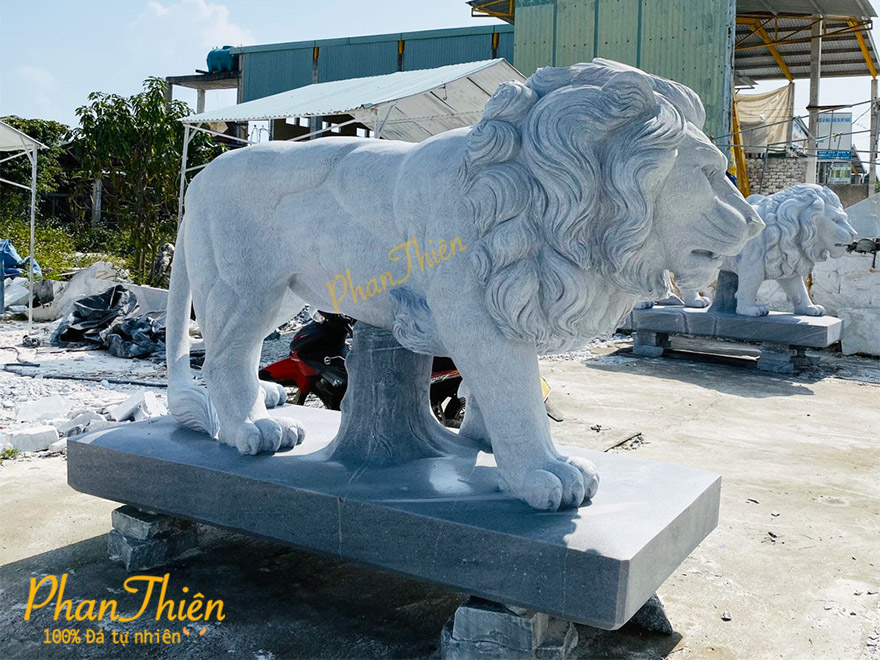 Tượng Sư Tử Đá Cẩm Thạch Trắng (ST-10)