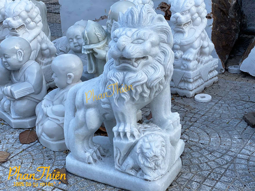 Tượng Sư Tử Đá Cẩm Thạch Trắng (ST-11)