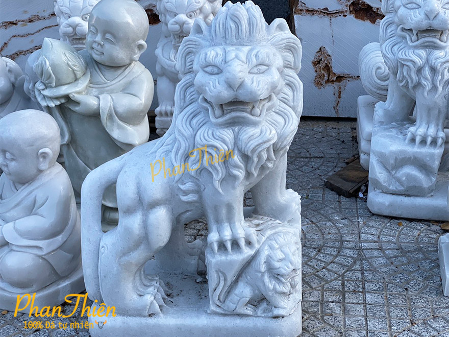 Tượng Sư Tử Đá Cẩm Thạch Trắng (ST-11)