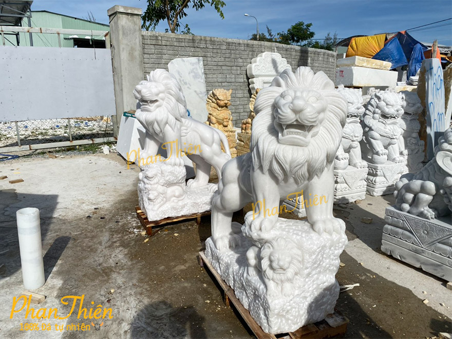Tượng Sư Tử Đá Cẩm Thạch Trắng (ST-14)