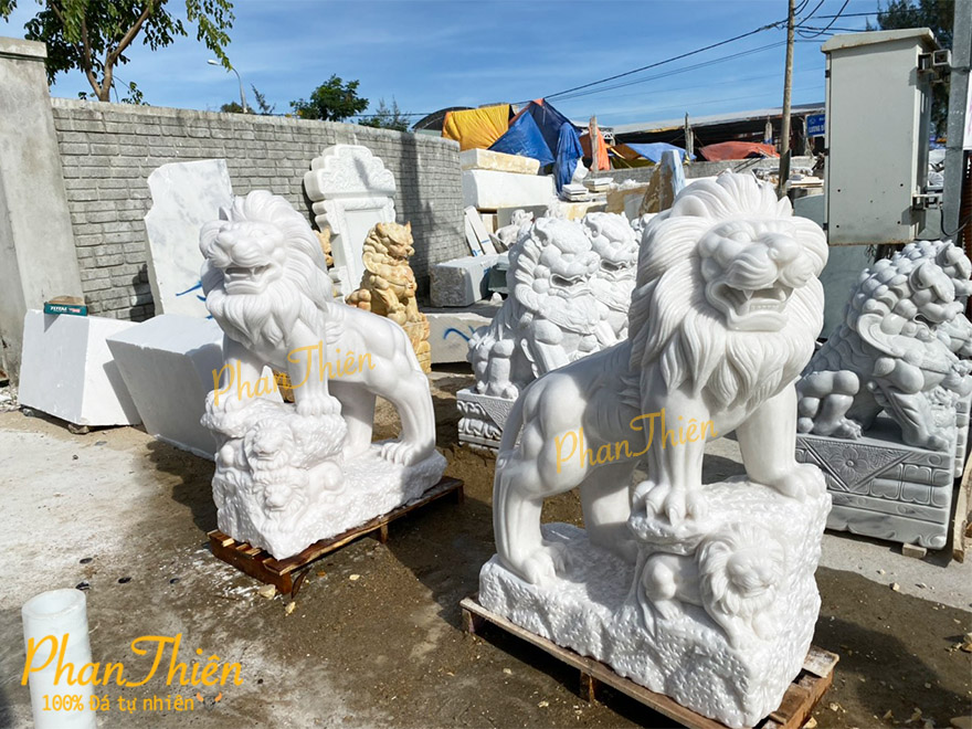Tượng Sư Tử Đá Cẩm Thạch Trắng (ST-14)