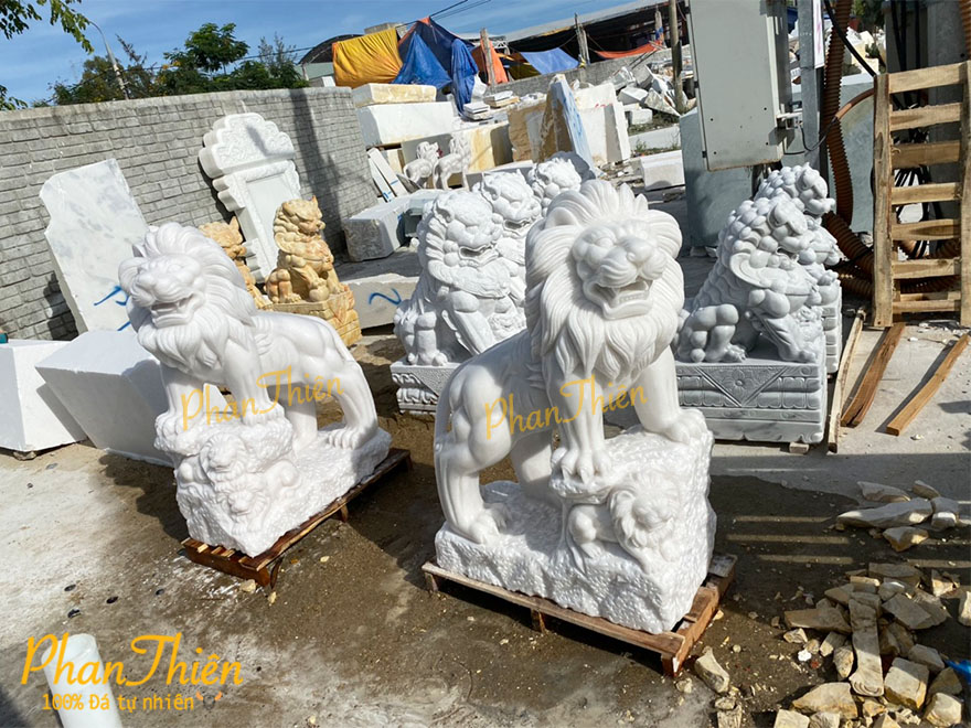 Tượng Sư Tử Đá Cẩm Thạch Trắng (ST-14)