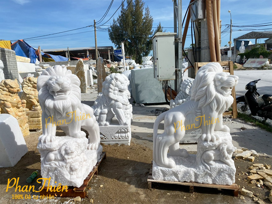 Tượng Sư Tử Đá Cẩm Thạch Trắng (ST-14)