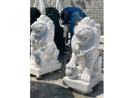 Tượng Sư Tử Đá Cẩm Thạch Trắng (ST-31)