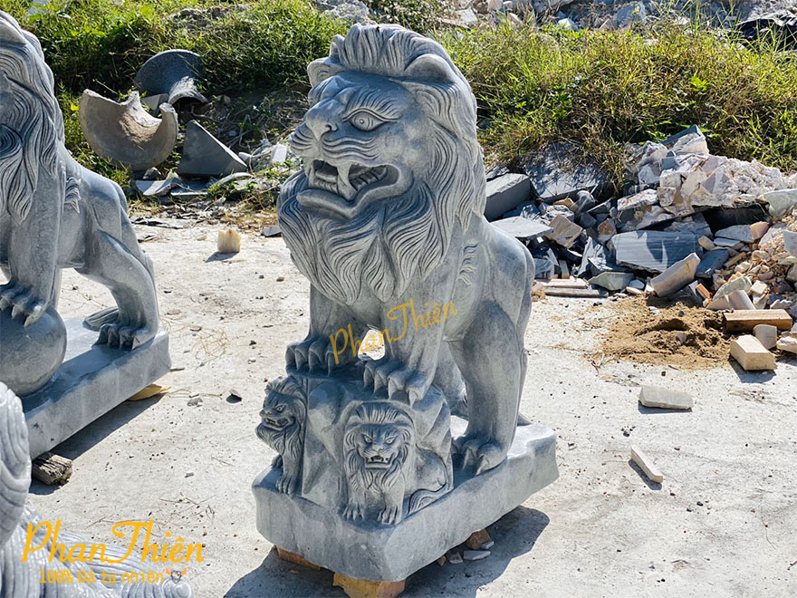 Tượng Sư Tử Đá Cẩm Thạch Xám (ST-08)