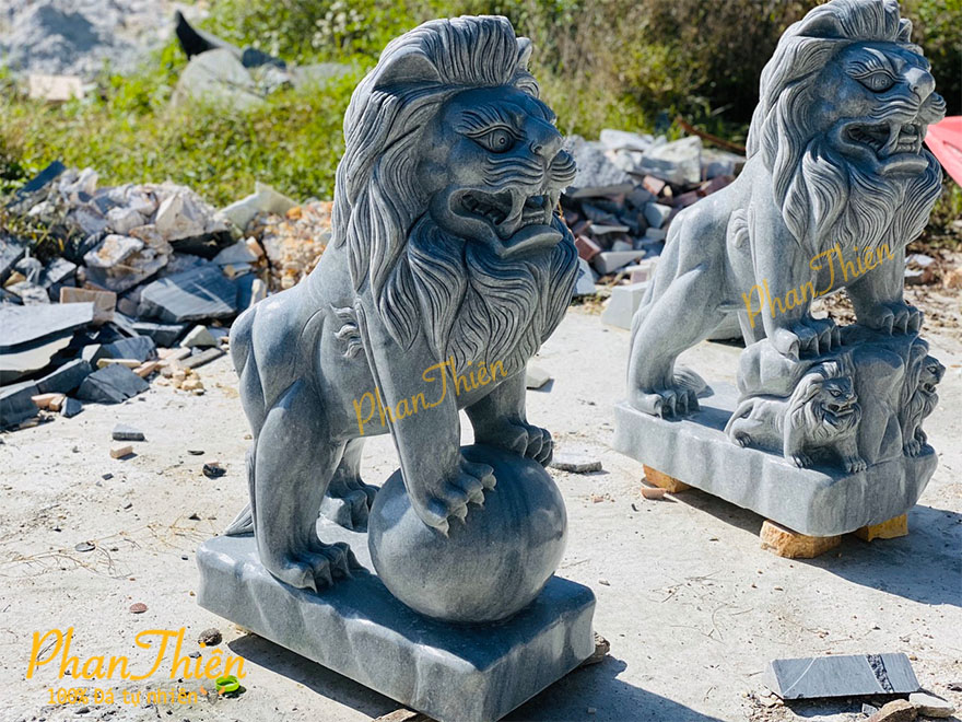 Tượng Sư Tử Đá Cẩm Thạch Xám (ST-08)