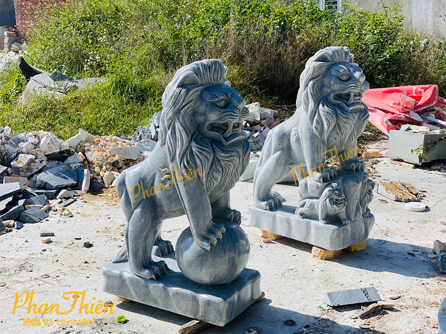 Tượng Sư Tử Đá Cẩm Thạch Xám (ST-08)