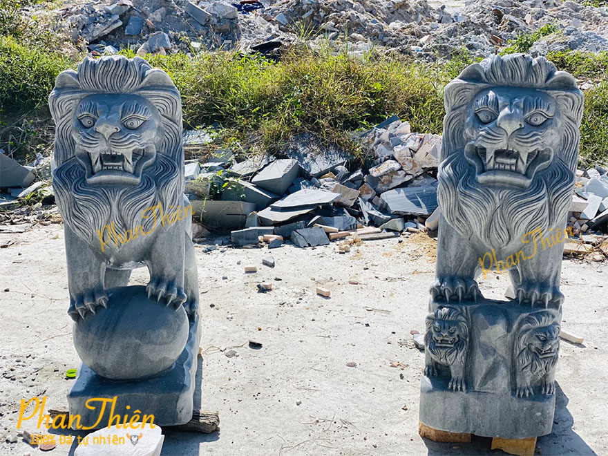 Tượng Sư Tử Đá Cẩm Thạch Xám (ST-08)