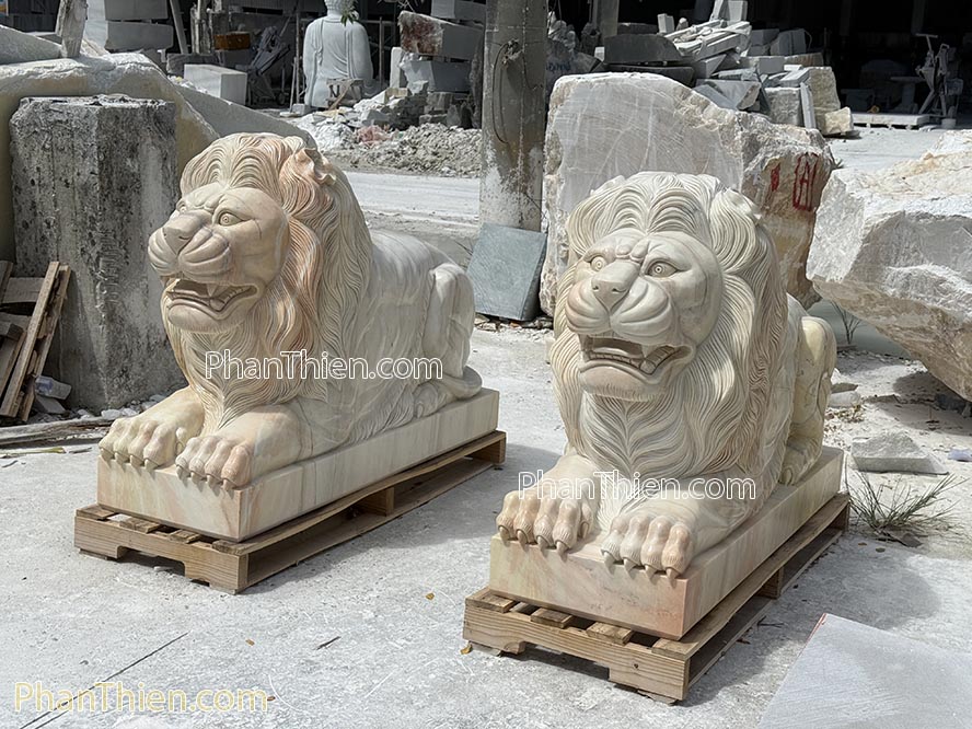 Tượng Sư tử nằm bằng đá tự nhiên - ST-66