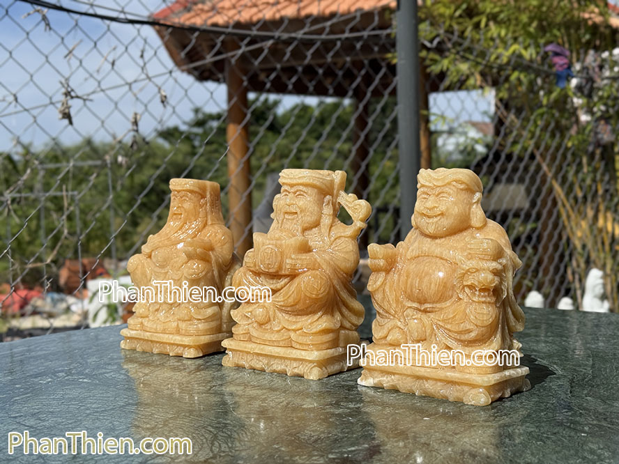 Tượng Thần Tài Thổ Địa Thần Tiền đá ngọc Hoàng Long 20cm - TD-15