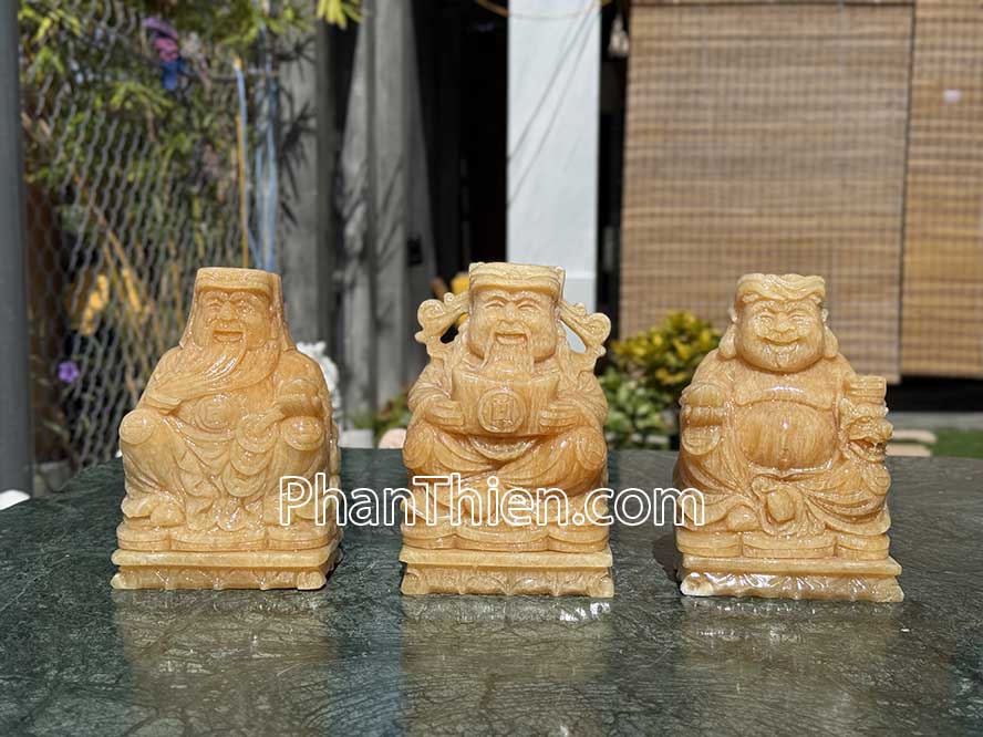 Tượng Thần Tài Thổ Địa Thần Tiền đá ngọc Hoàng Long 20cm - TD-15