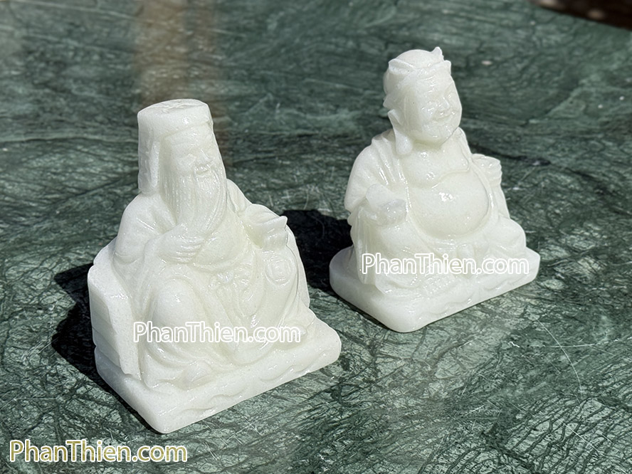 Tượng Thần Tài Ông Địa bằng đá Cẩm thạch trắng 15cm - TD-15