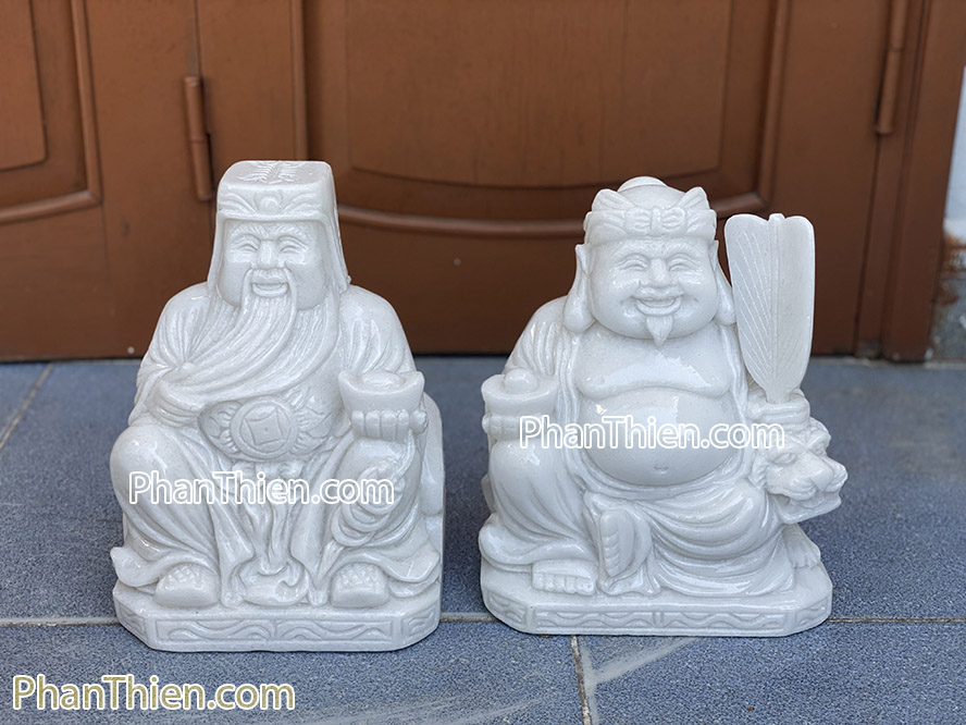 Tượng Thần Tài Thổ Địa bằng đá Cẩm thạch trắng 25cm - TD-19