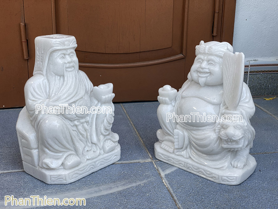 Tượng Thần Tài Thổ Địa bằng đá Cẩm thạch trắng 25cm - TD-19