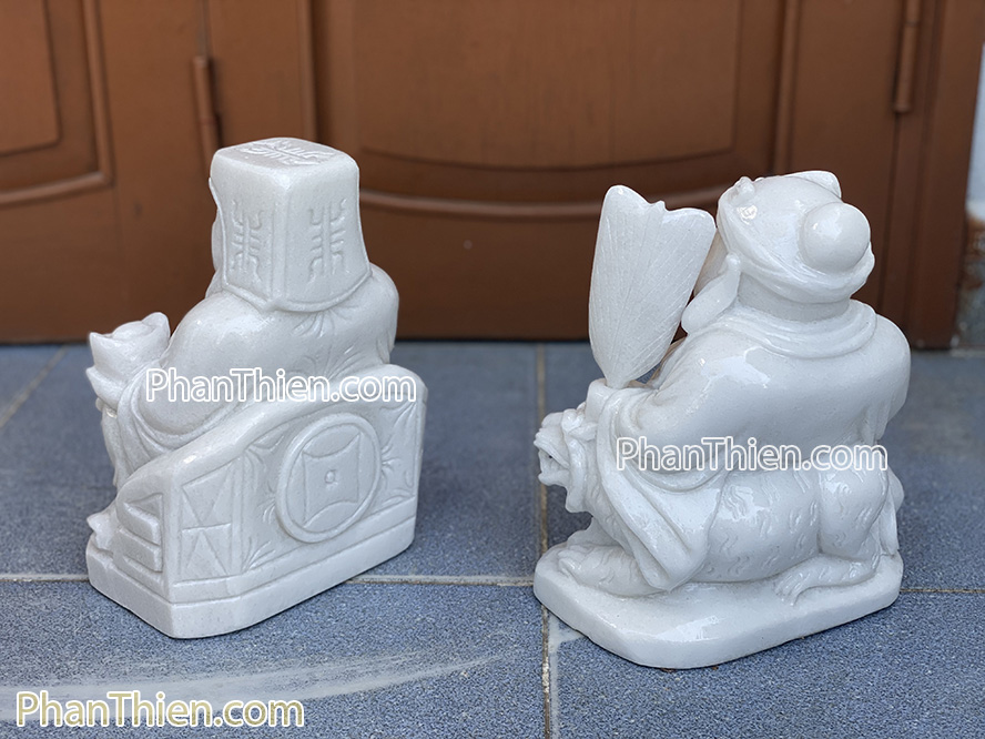 Tượng Thần Tài Thổ Địa bằng đá Cẩm thạch trắng 25cm - TD-19