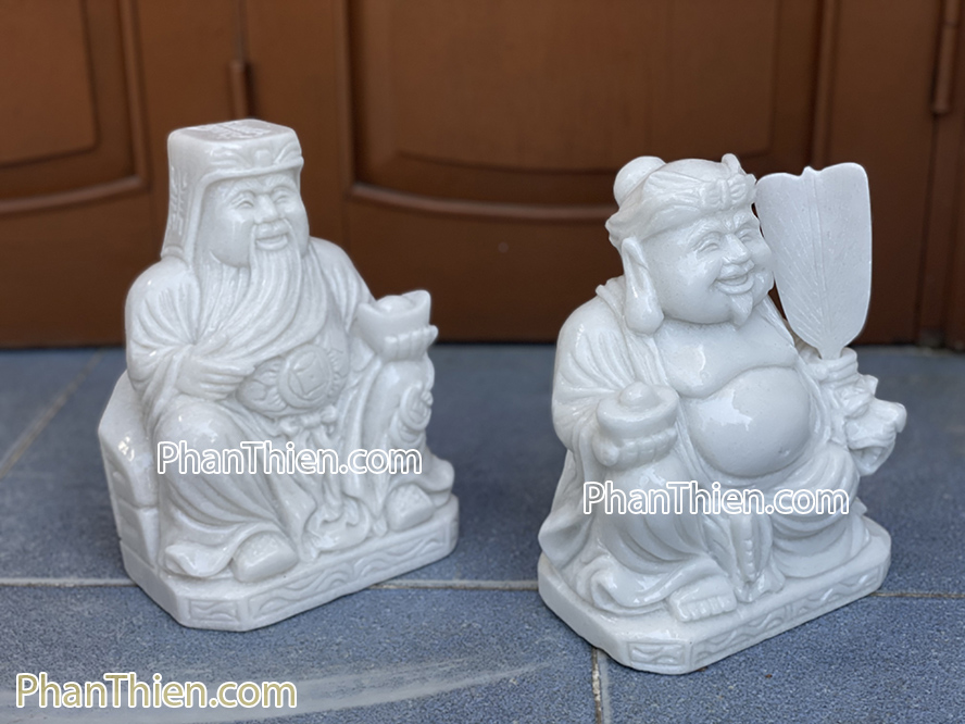 Tượng Thần Tài Thổ Địa bằng đá Cẩm thạch trắng 25cm - TD-19