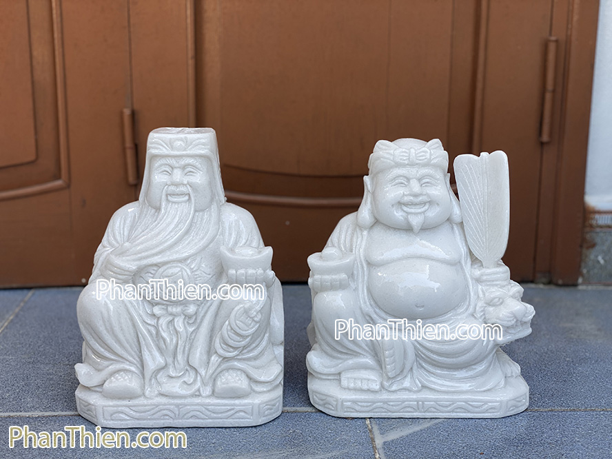 Tượng Thần Tài Thổ Địa bằng đá Cẩm thạch trắng 25cm - TD-19