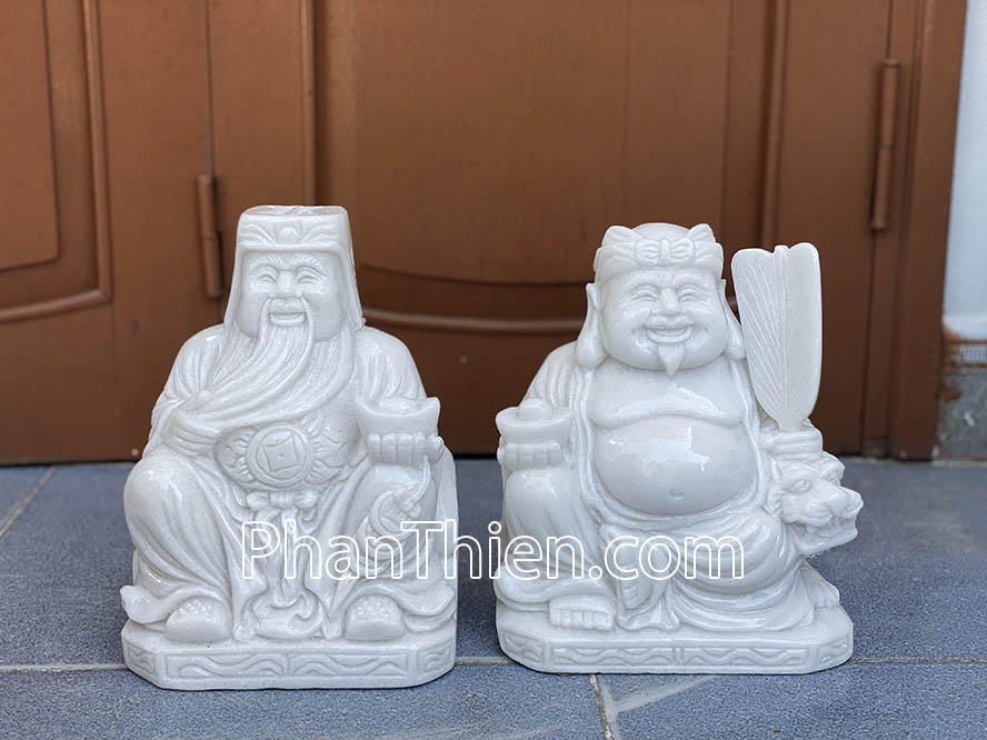 Tượng Thần Tài Thổ Địa bằng đá Cẩm thạch trắng 25cm - TD-19