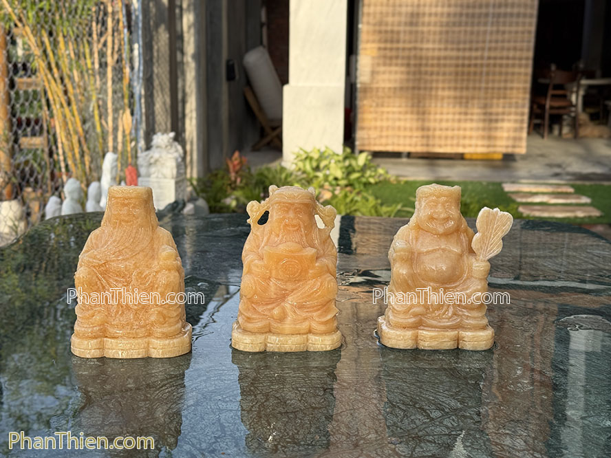 Tượng Thần Tài Ông Địa Thần Tiền bằng đá ngọc Hoàng Long 15cm - TD-03