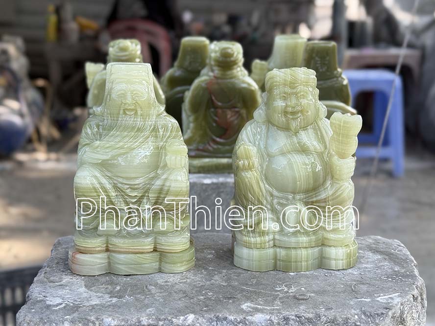 Tượng Thần Tài Thổ Địa bằng đá ngọc xanh onyx - TD-6