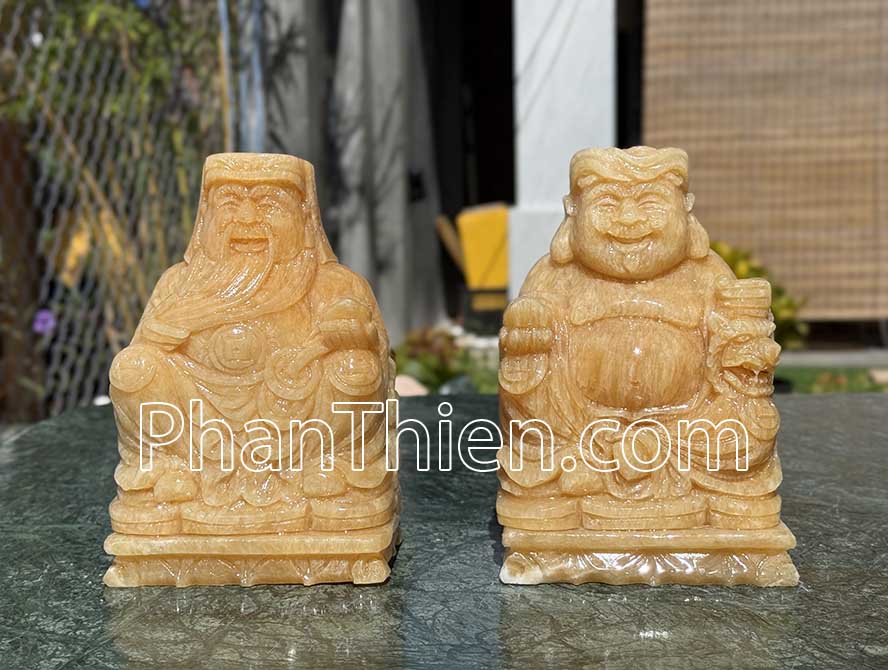 Tượng Thần Tài Thổ Địa bằng đá ngọc Hoàng Long VIP - TD-05