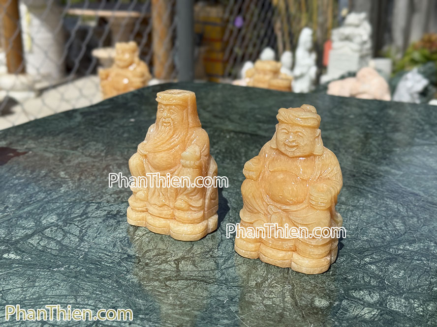 Tượng Thần Tài Thổ Địa bằng đá ngọc Hoàng Long 12cm - TD-10