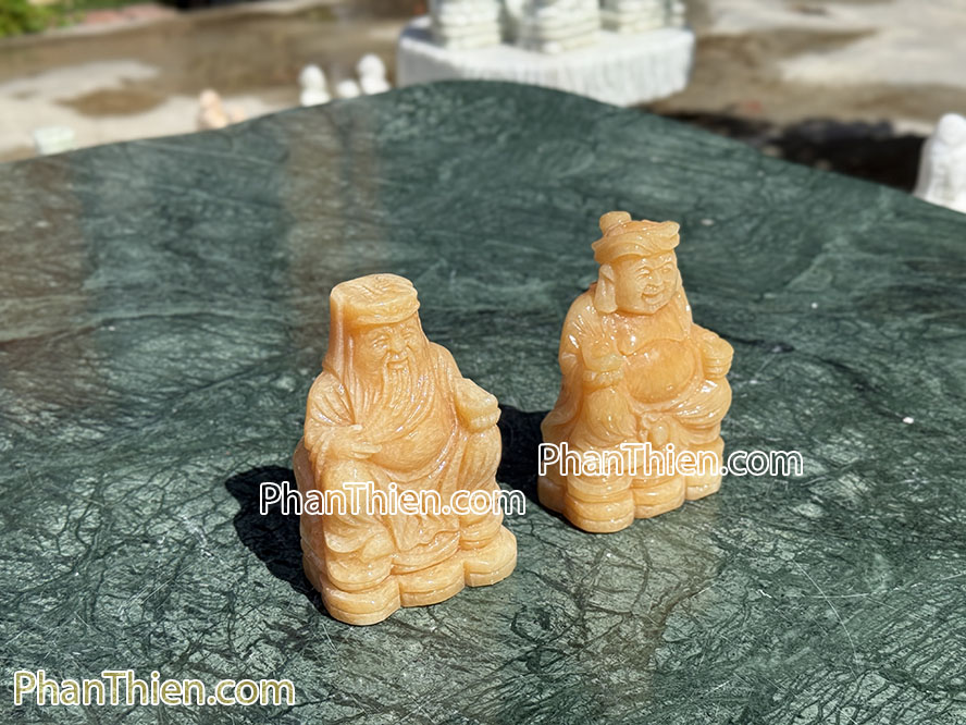 Tượng Thần Tài Thổ Địa bằng đá ngọc Hoàng Long 12cm - TD-10