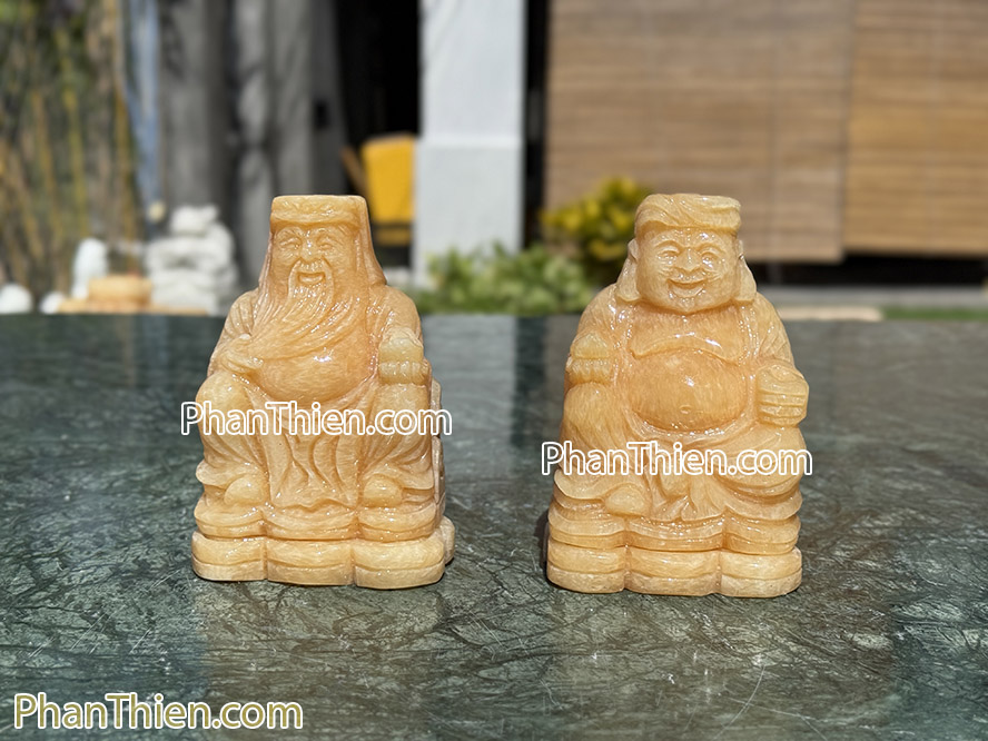 Tượng Thần Tài Thổ Địa bằng đá ngọc Hoàng Long 12cm - TD-10