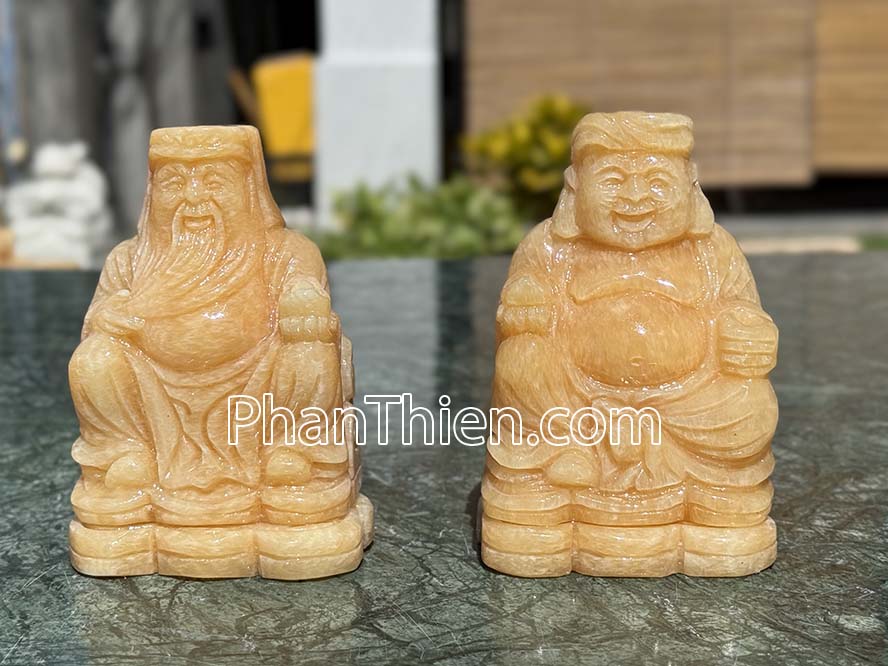 Tượng Thần Tài Thổ Địa bằng đá ngọc Hoàng Long 12cm - TD-10