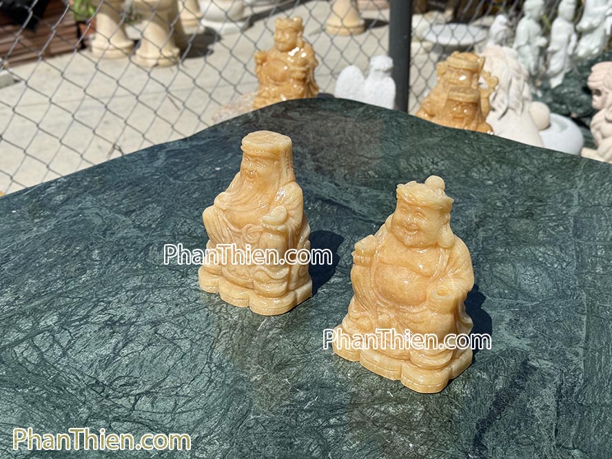 Tượng Thần Tài Thổ Địa bằng đá Hoàng Long 15cm - TD-14