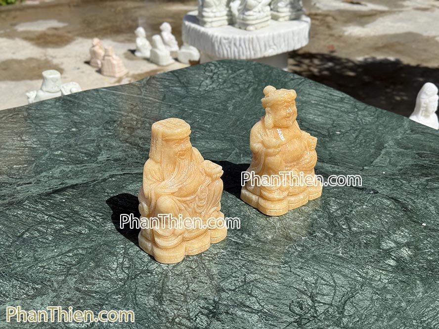 Tượng Thần Tài Thổ Địa bằng đá Hoàng Long 15cm - TD-14