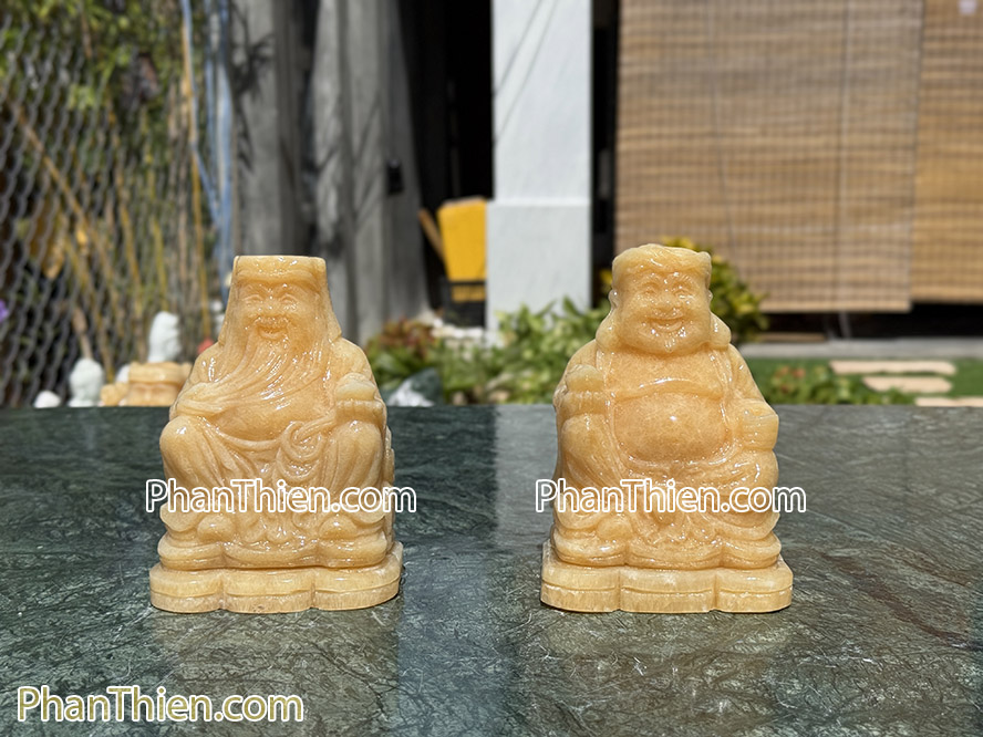 Tượng Thần Tài Thổ Địa bằng đá Hoàng Long 15cm - TD-14