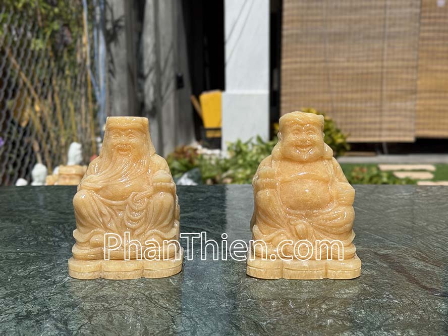 Tượng Thần Tài Thổ Địa bằng đá Hoàng Long 15cm - TD-14