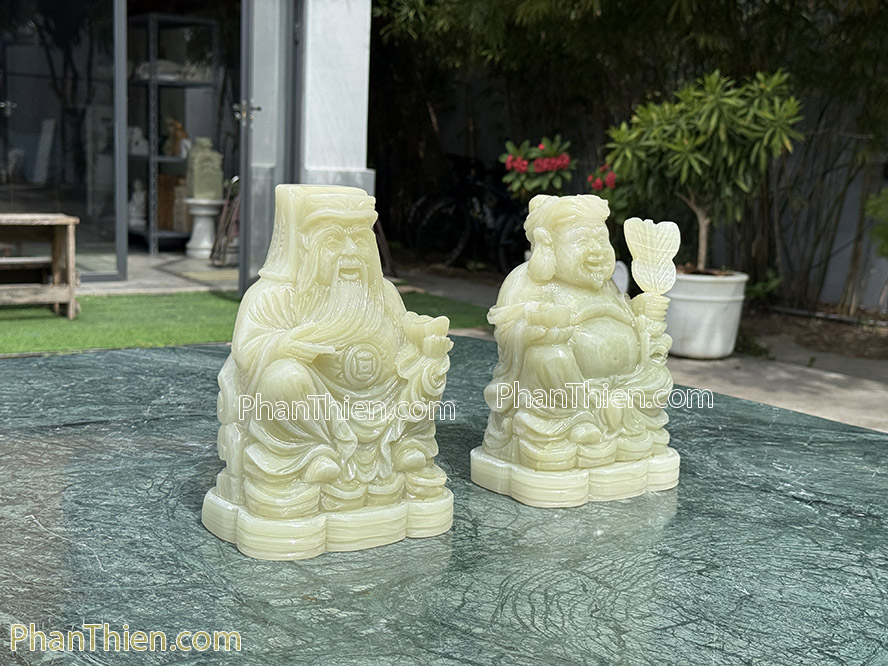 Tượng Thần Tài Thổ Địa bằng đá ngọc xanh onyx - TD-22