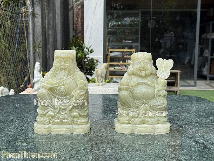 Tượng Thần Tài Thổ Địa bằng đá ngọc xanh onyx - TD-22