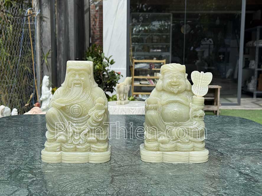 Tượng Thần Tài Thổ Địa bằng đá ngọc xanh onyx - TD-22