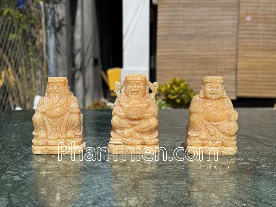 Tượng Thần Tài Ông Địa Thần Tiền đá ngọc Hoàng Long 12cm - TD-9