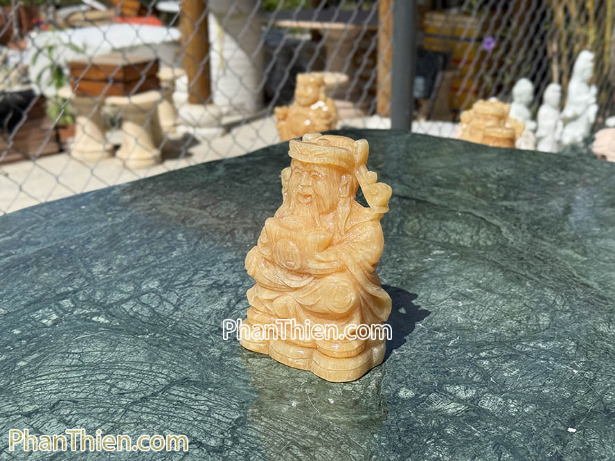 Tượng Thần Tiền đá ngọc Hoàng Long 15cm - TD-12