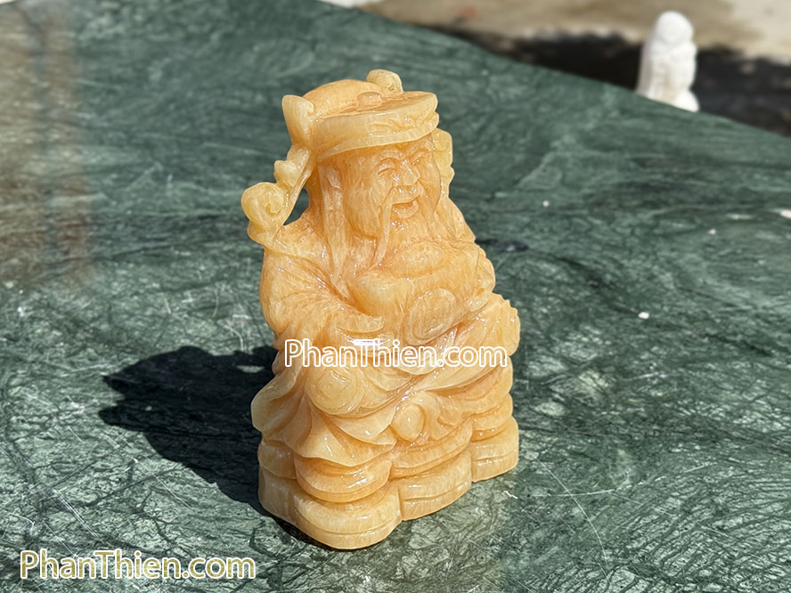 Tượng Thần Tiền đá ngọc Hoàng Long 15cm - TD-12