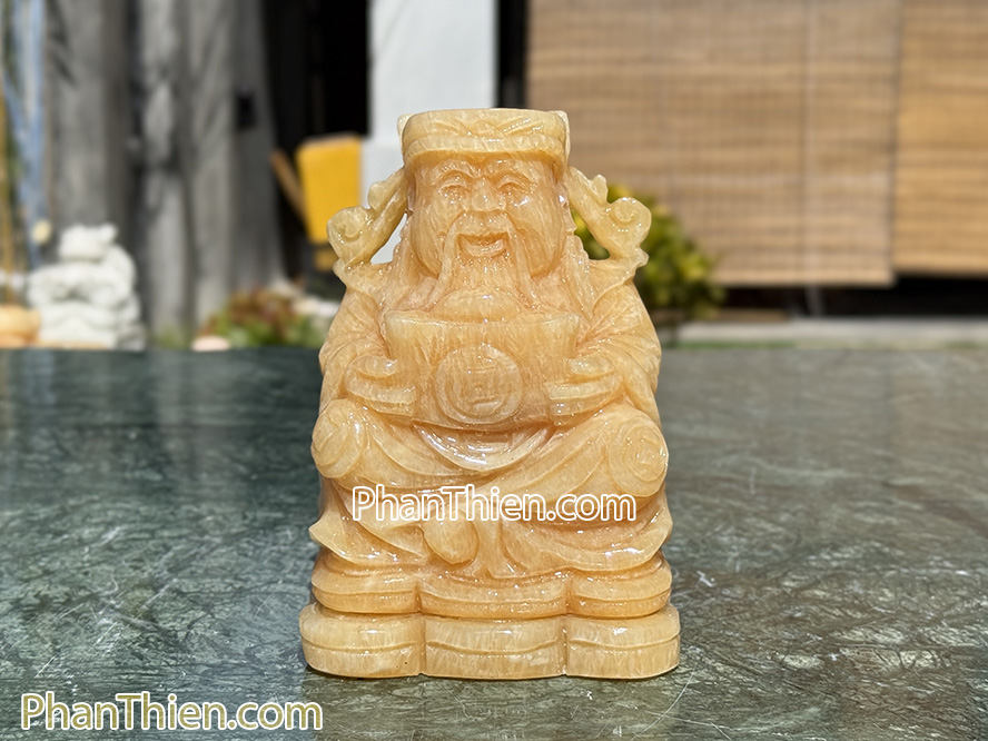 Tượng Thần Tiền đá ngọc Hoàng Long 15cm - TD-12