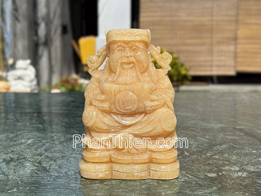 Tượng Thần Tiền đá ngọc Hoàng Long 15cm - TD-12