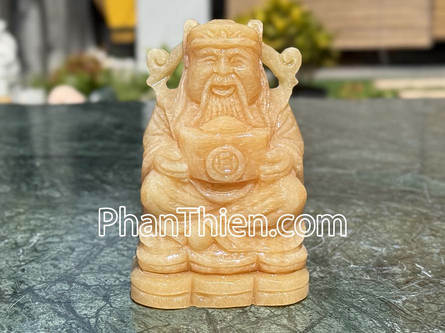 Tượng Thần Tiền bằng đá ngọc Hoàng Long 12cm - TD-11