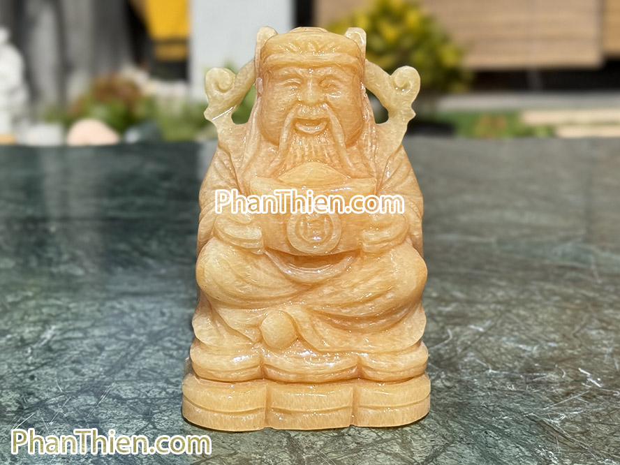 Tượng Thần Tiền bằng đá ngọc Hoàng Long 12cm - TD-11
