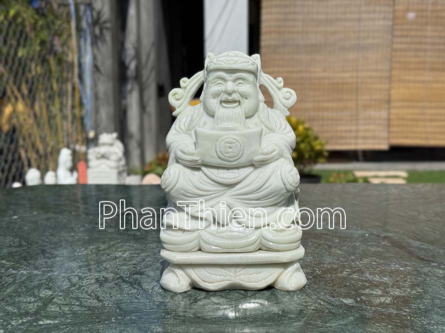 Tượng Ông Thần Tiền bằng đá xanh nhạt tự nhiên - TD-14B